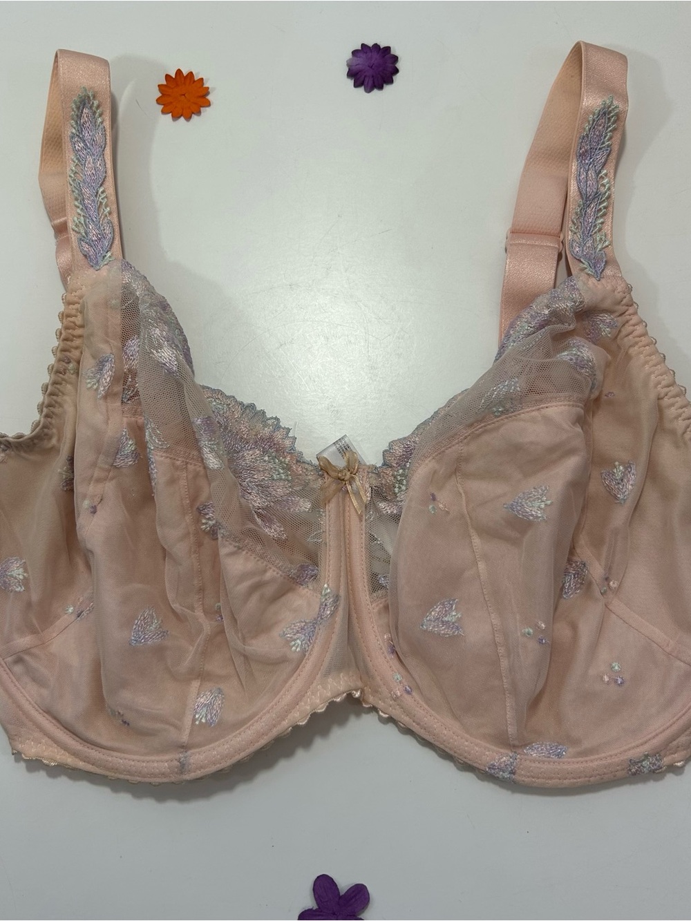 Prima Donna Pink Embroidered Unpadded Underwire Bra 34H